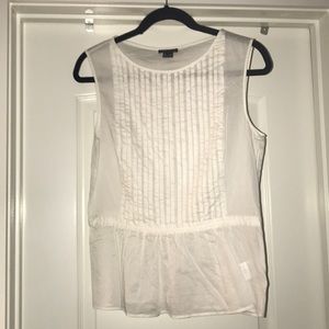 Theory white sleeveless peplum blouse